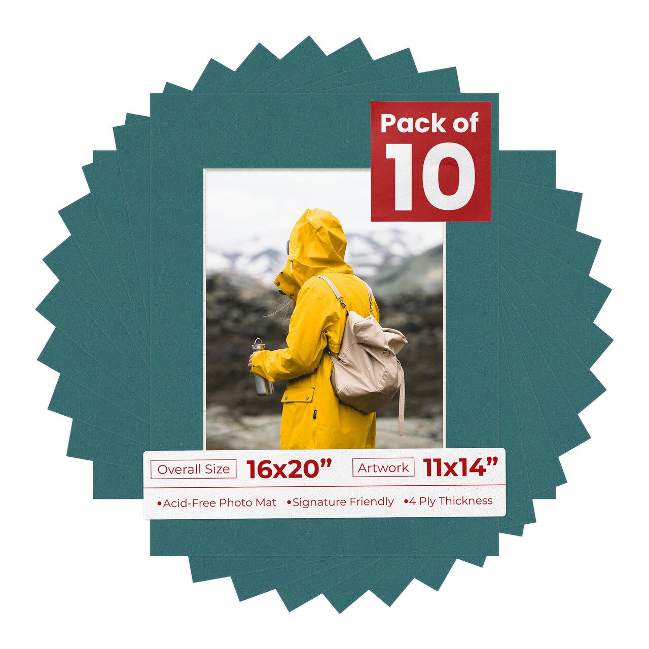 Everglade Green Mat Board for 16x20 Frames - Fits 11x14 Photos